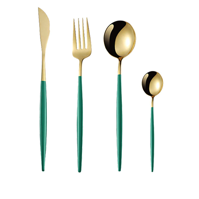 DarkGreen Cutlery 4Pcs Two-Tone Cutlery Set - Living Simply House