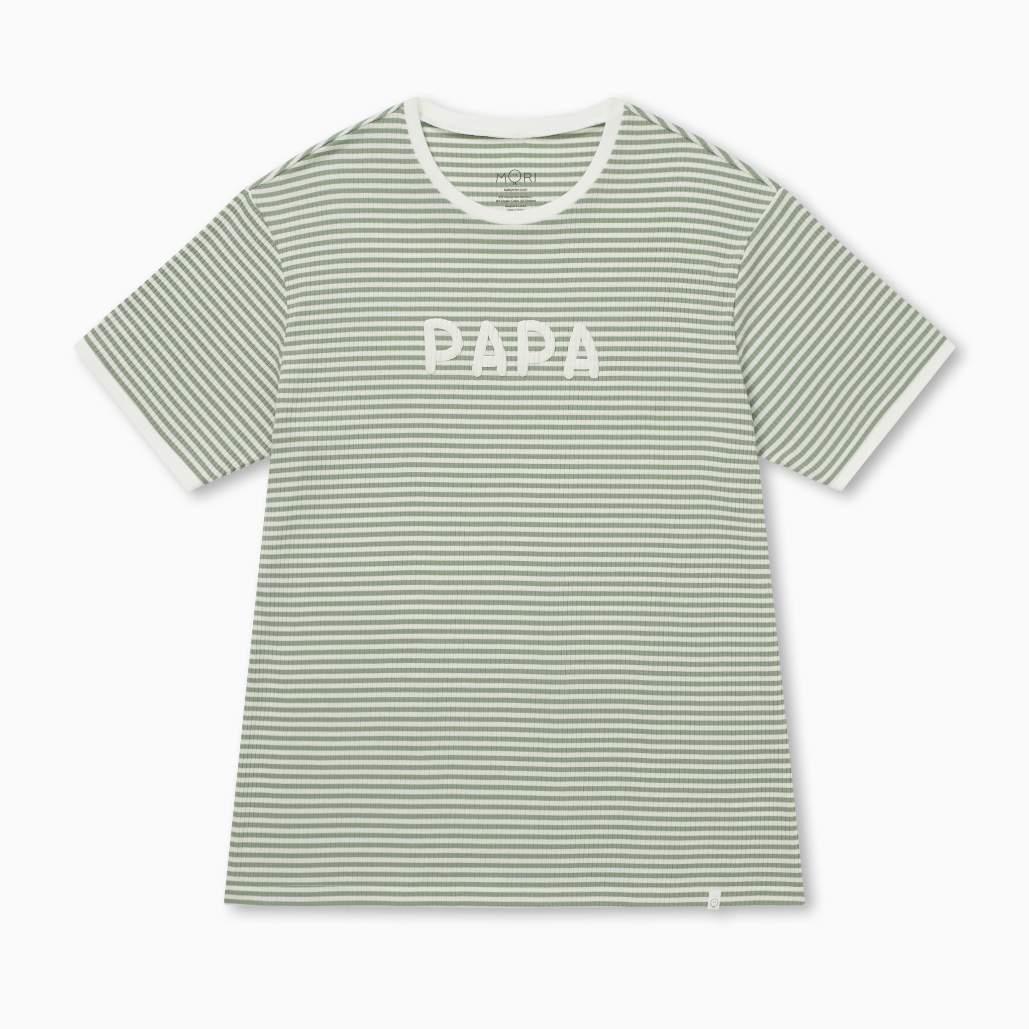 MatchingFamilyRibbedSageStripePyjamas_PapaTop