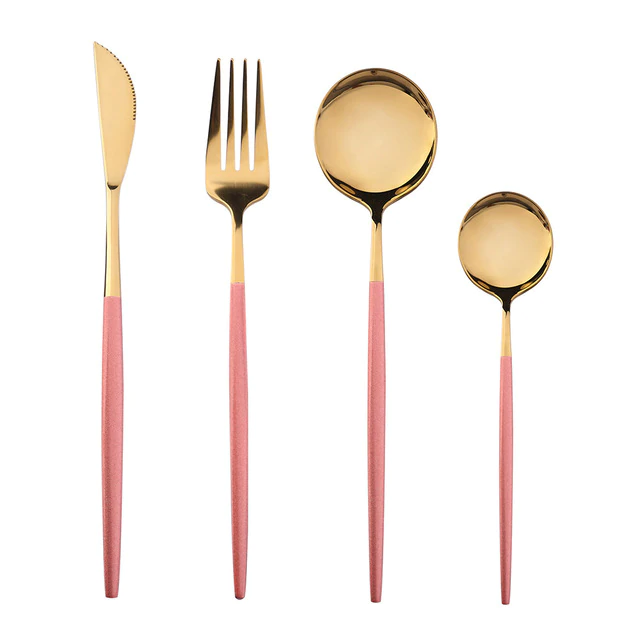 Pink Cutlery 4Pcs Two-Tone Cutlery Set - Living Simply House