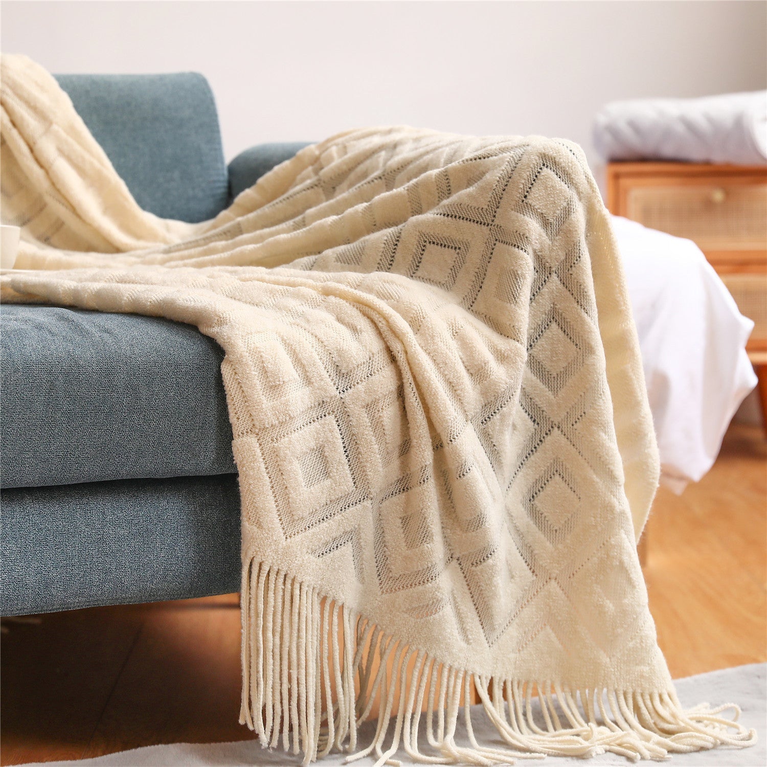 geometric-knitted-blanketblankets-and-throwsliving-simply-house-595527 Blankets and Throws Geometric Knitted Blanket - Living Simply House