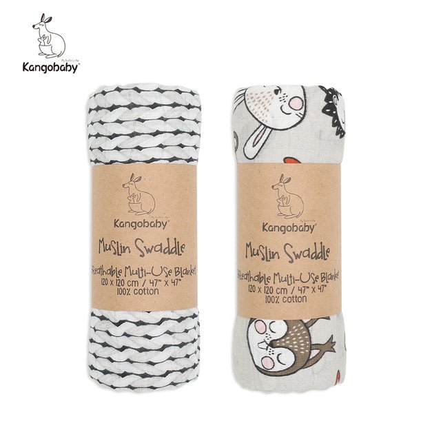 kangobaby-100-cotton-muslin-swaddle-2pkchildrensliving-simply-house-247991 Children's Kangobaby 100% Cotton Muslin Swaddle (2pk) - Living Simply House