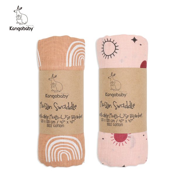 kangobaby-100-cotton-muslin-swaddle-2pkchildrensliving-simply-house-991727 Children's Kangobaby 100% Cotton Muslin Swaddle (2pk) - Living Simply House
